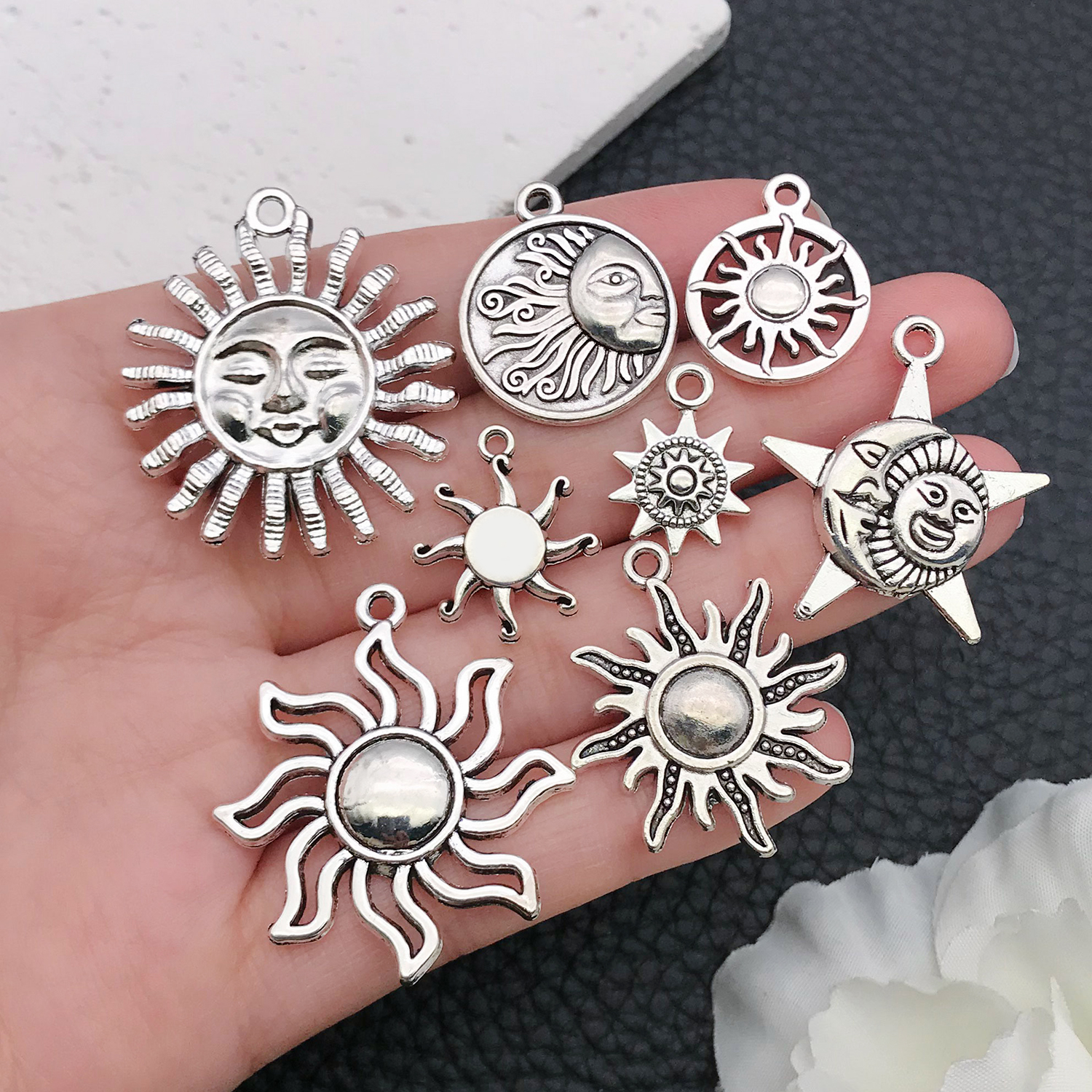 Moon Star Earrings - 16/20pcs Antique Silver Celestial Series Set