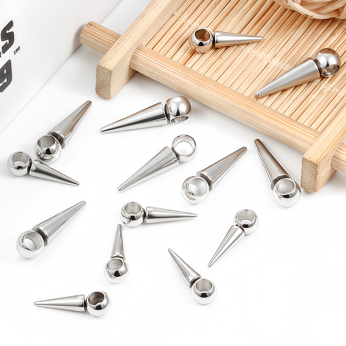 Moon Star Earrings - 10pcs Retro Cone Charms Pendants Stainless