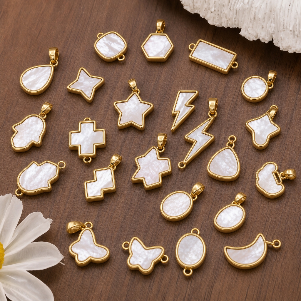 Moon Star Earrings - 2pcs 14K Gold Color Brass with
