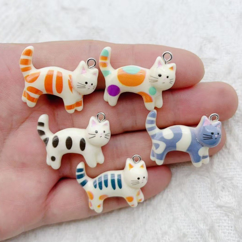 Jewelry & Watches Spółka Z Ograniczoną Odpowiedzialnością Sp Z Oo - 10pcs resin cartoon cat animal jewelry