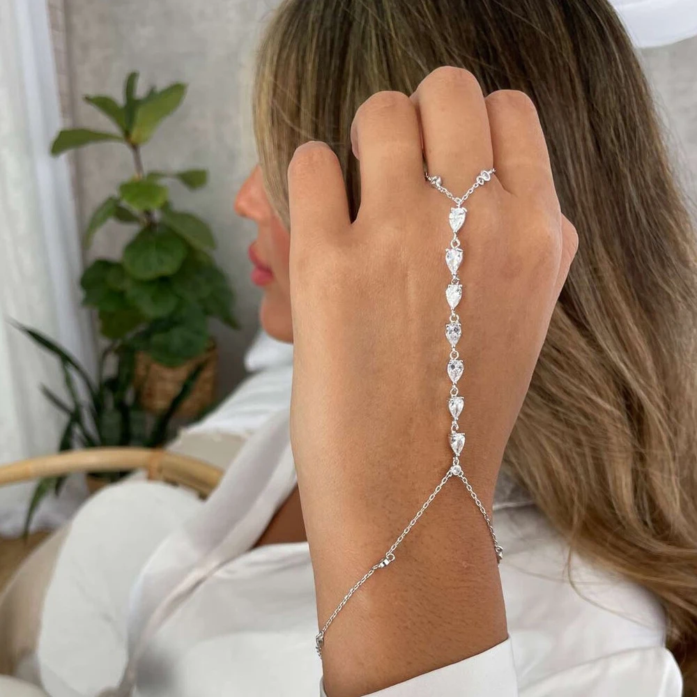Fashion Zircon Teardrop Finger - Jewelry & Watches Spółka Z Ograniczoną Odpowiedzialnością Sp Z Oo recensione e prezzo