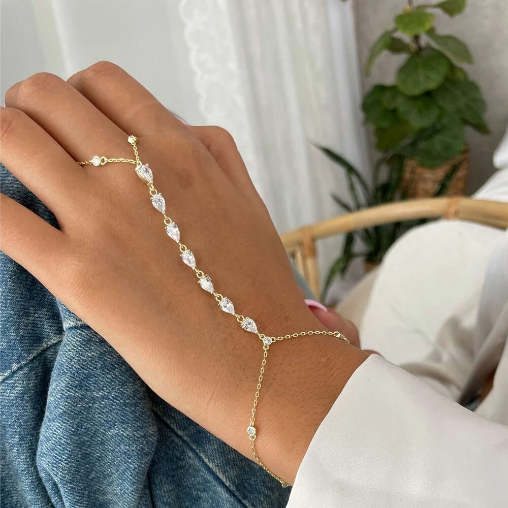 Fashion Zircon Teardrop Finger - Jewelry & Watches Spółka Z Ograniczoną Odpowiedzialnością Sp Z Oo recensione e prezzo