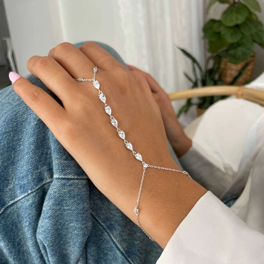 Fashion Zircon Teardrop Finger - Jewelry & Watches Spółka Z Ograniczoną Odpowiedzialnością Sp Z Oo recensione e prezzo