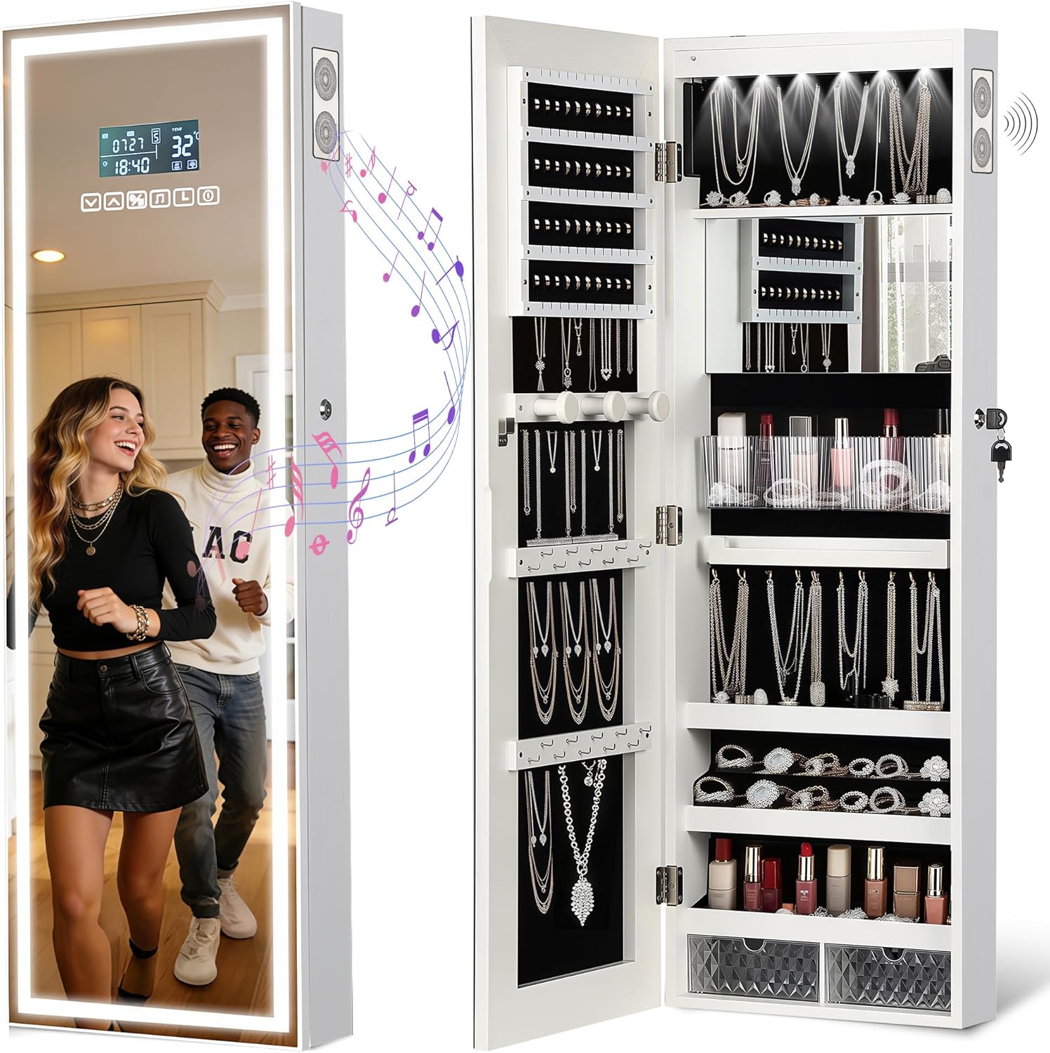 LED Mirror Jewelry Cabinet wit - Jewelry & Watches Spółka Z Ograniczoną Odpowiedzialnością Sp Z Oo recensione e prezzo