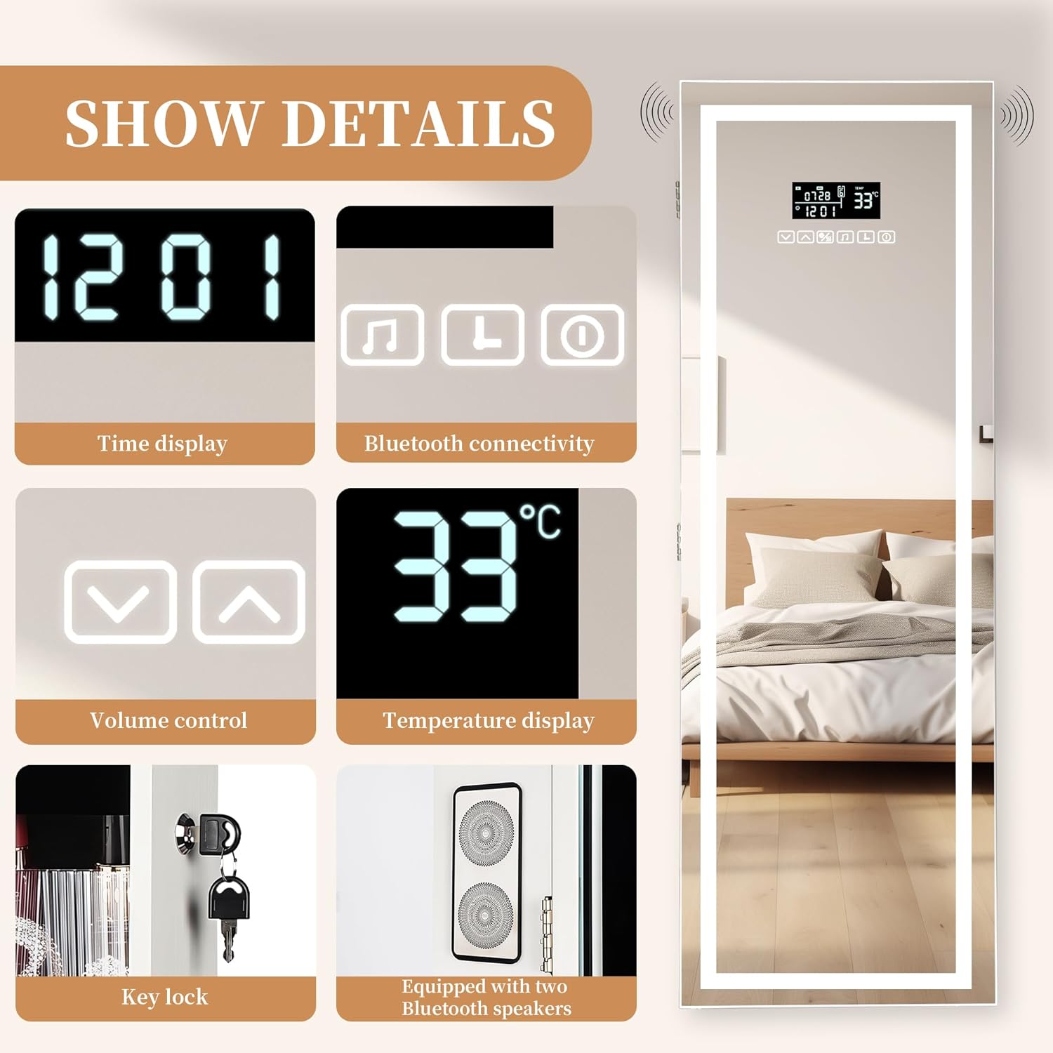 LED Mirror Jewelry Cabinet wit - Jewelry & Watches Spółka Z Ograniczoną Odpowiedzialnością Sp Z Oo recensione e prezzo