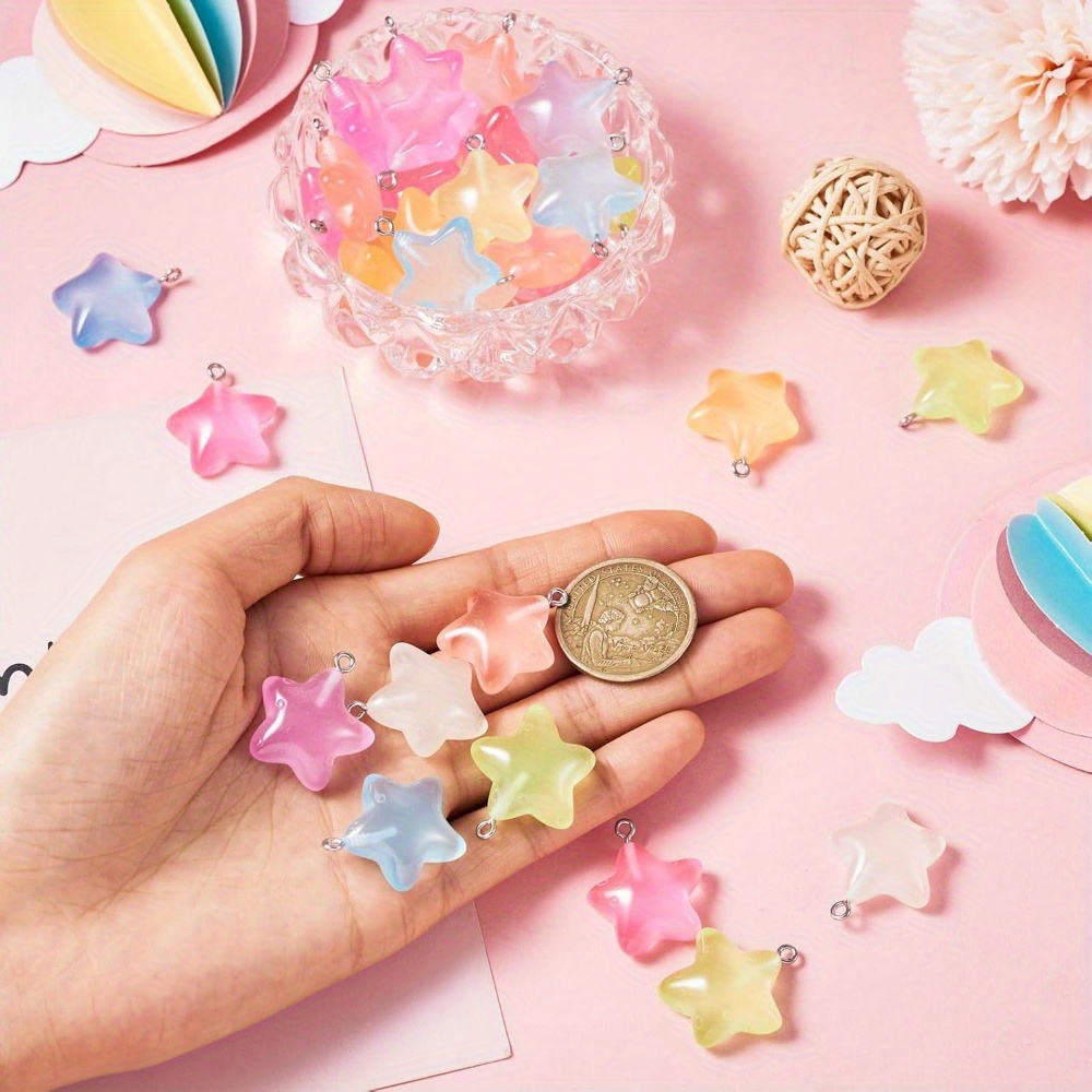 6/24/40pcs Mixed Color Luminou - Moon Star Earrings recensione e prezzo