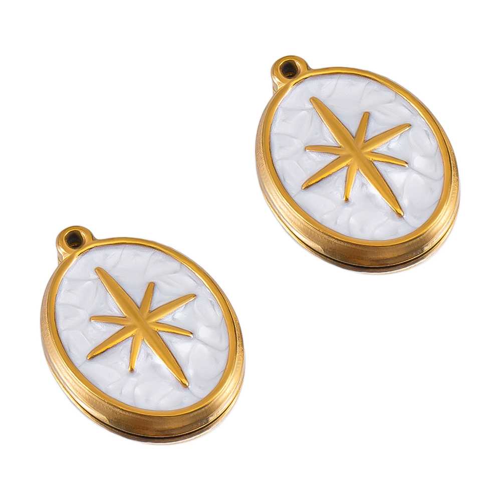 2pcs White Enamel Stainless St - Moon Star Earrings recensione e prezzo