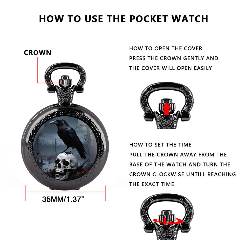 Vintage Dark Themed Skull Crow - Vintage Jewelry Watches Women recensione e prezzo