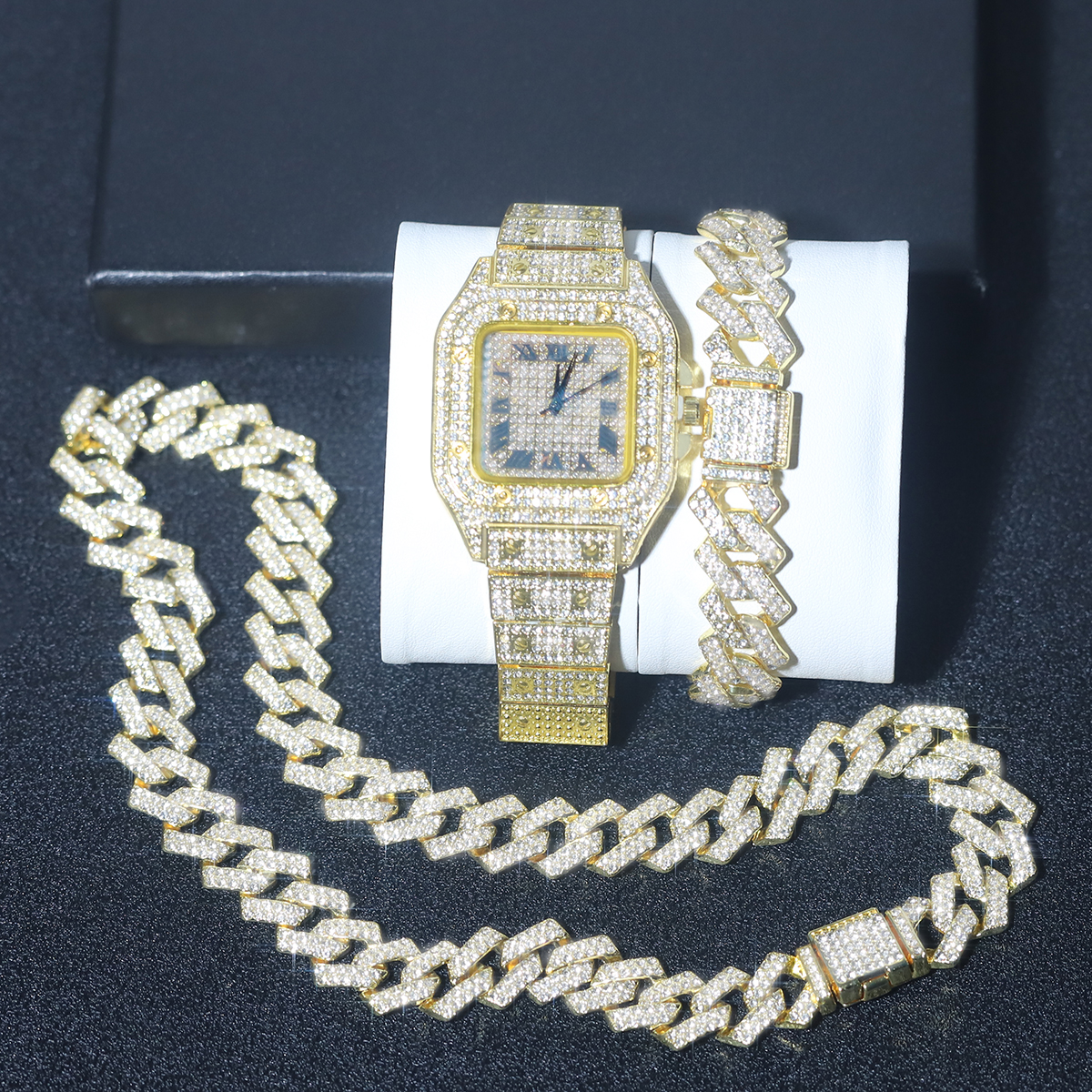 3pcs Men Stylish Watch Set Ice - Jewelry Type Watches recensione e prezzo